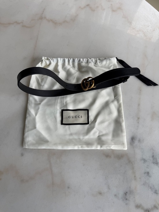 Gucci Black Leather Belt with Gold Double G Buckle main image 5